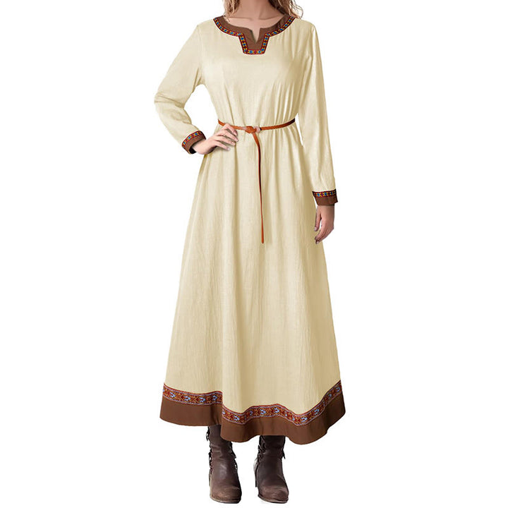 WorldNorse Viking Woven Trimmed Tied Costume Dress - Khaki - US18，UK/AU22，EU48 (2XL) - image 0