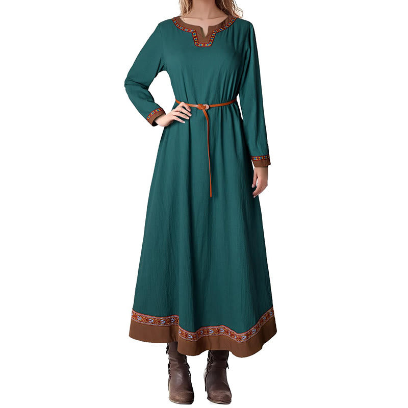 WorldNorse Viking Woven Trimmed Tied Costume Dress - Green - US18，UK/AU22，EU48 (2XL) - image 5
