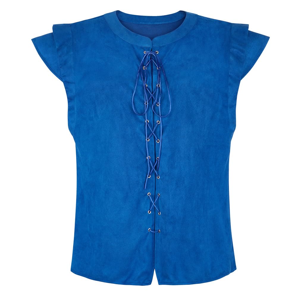 WorldNorse Viking Sueded Lace Up Tunic Costume Waistcoat - Blue - US/UK/AU46，EU56 (3XL) - image 30