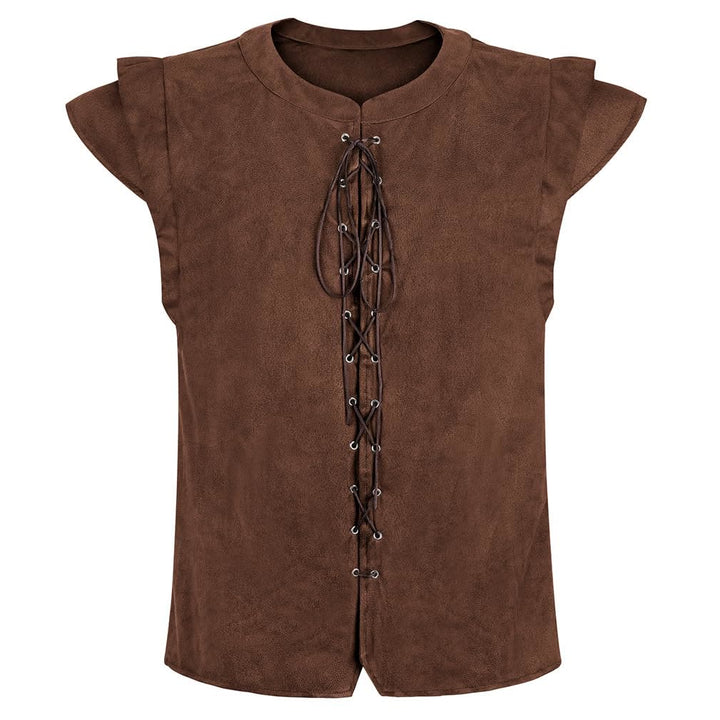 WorldNorse Viking Sueded Lace Up Tunic Costume Waistcoat - Dark Brown - US/UK/AU46，EU56 (3XL) - image 0