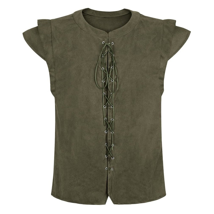 WorldNorse Viking Sueded Lace Up Tunic Costume Waistcoat - Green - US/UK/AU46，EU56 (3XL) - image 35
