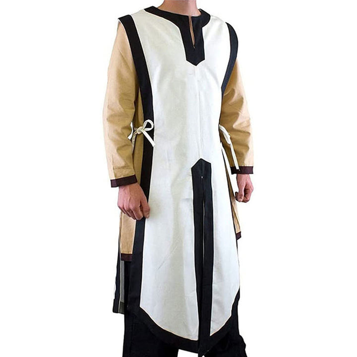 WorldNorse Norse Placket Split Tied Tabard Costume Robe - White & Black - US/UK/AU48，EU58 (4XL) - image 0