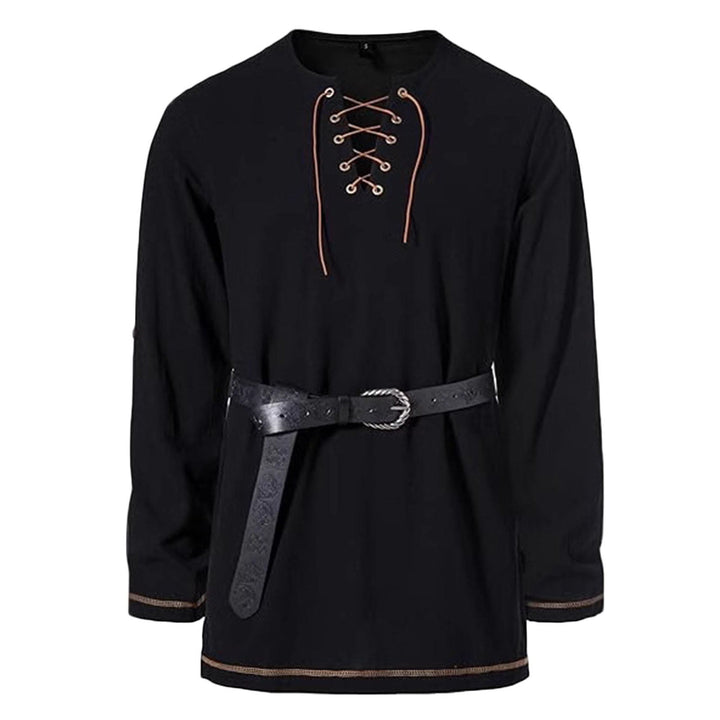 WorldNorse Stitched Hem Girdled Tunic Costume Shirt - Black - US/UK/AU44，EU54 (2XL) - image 4