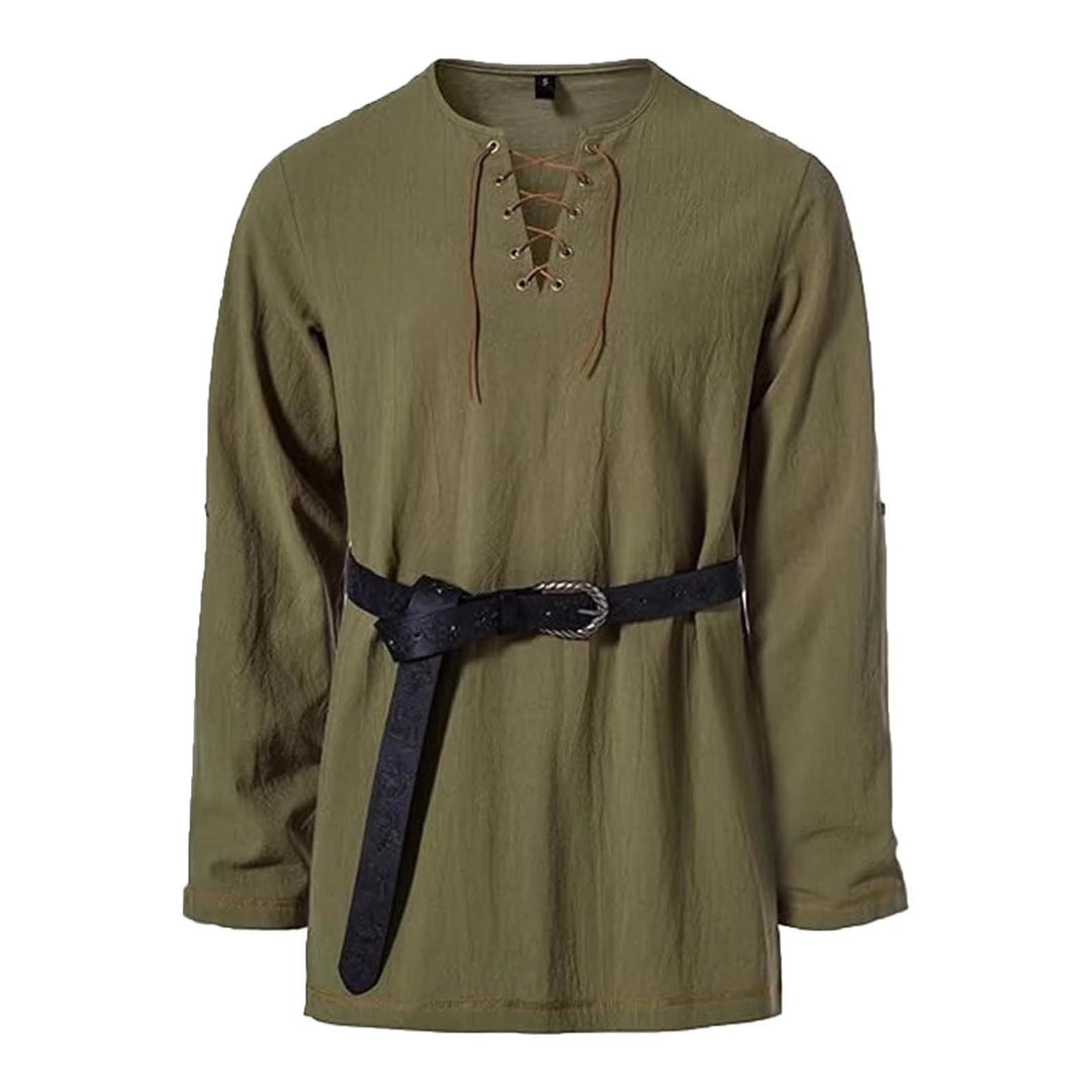 WorldNorse Stitched Hem Girdled Tunic Costume Shirt - Green - US/UK/AU44，EU54 (2XL) - image 9
