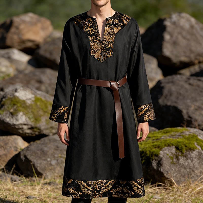 WorldNorse Viking Regal Gold Brocade Trimmed Tunic Costume Robe - image 1