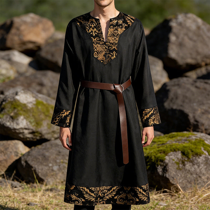 WorldNorse Viking Regal Gold Brocade Trimmed Tunic Costume Robe - image 1