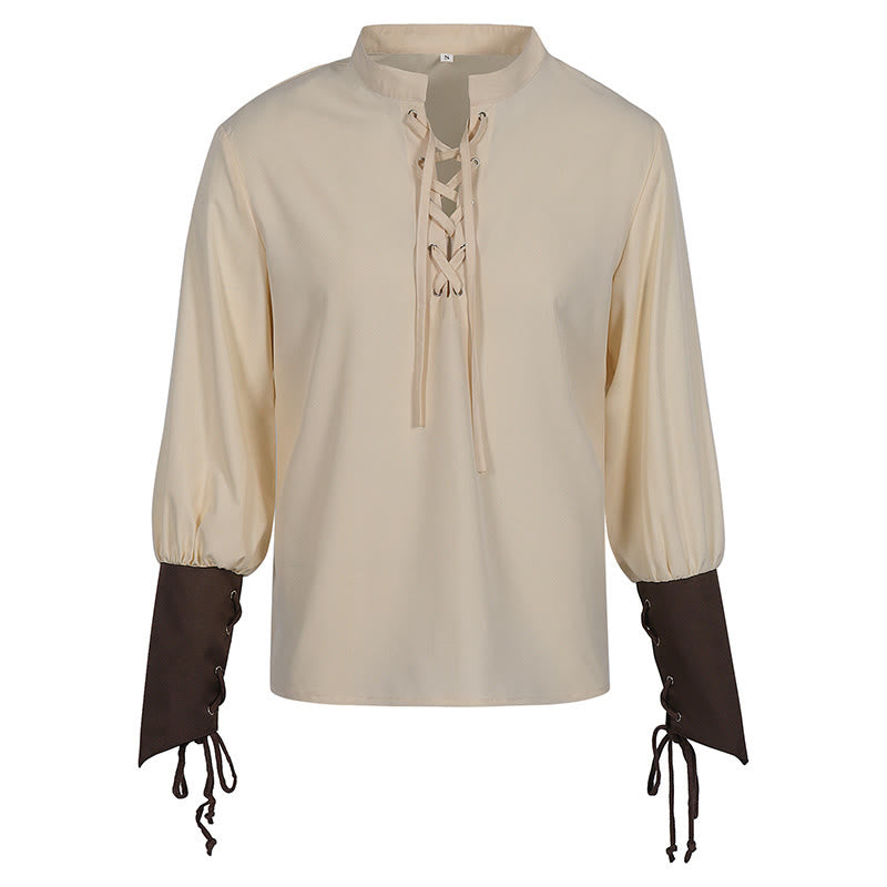 WorldNorse Norse Merchant Sash Tunic Vest Costume Set - Beige Shirt - US/UK/AU44，EU54 (2XL) - image 1