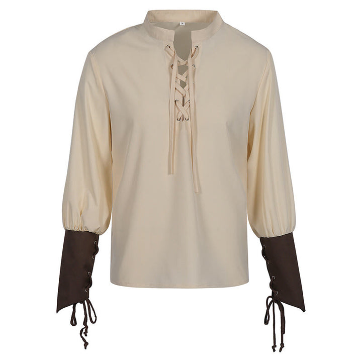 WorldNorse Norse Merchant Sash Tunic Vest Costume Set - Beige Shirt - US/UK/AU44，EU54 (2XL) - image 1