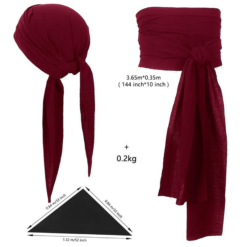 WorldNorse Norse Merchant Sash Tunic Vest Costume Set - Wine Red Accessories - One Size - image 45