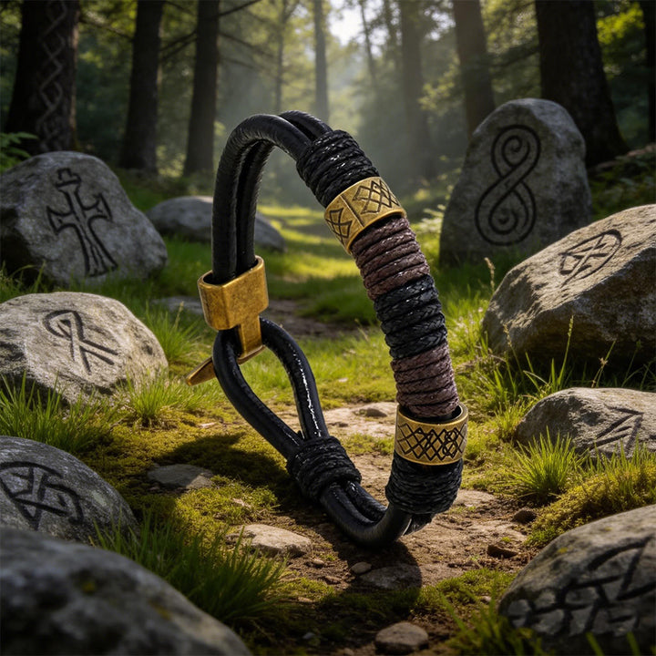 WorldNorse Nordic Braided Leather Voyager Bracelet - Black - image 3