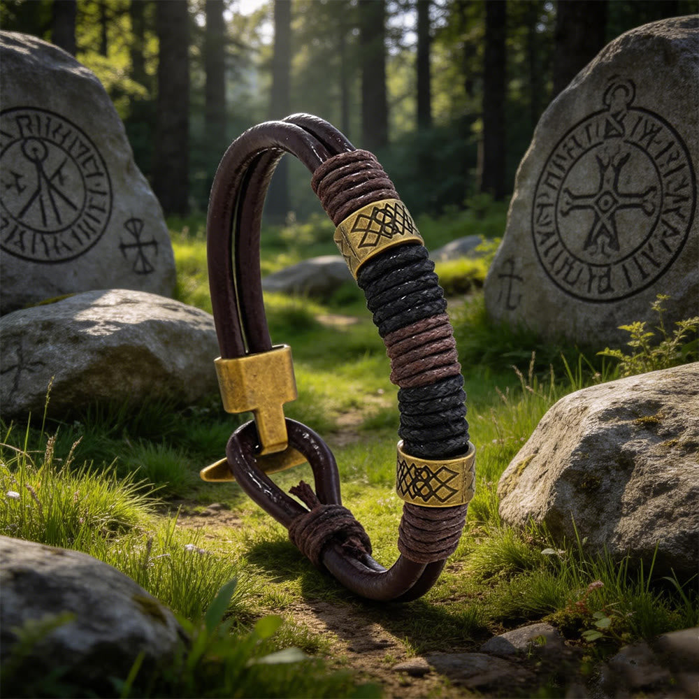 WorldNorse Nordic Braided Leather Voyager Bracelet - Brown - image 1