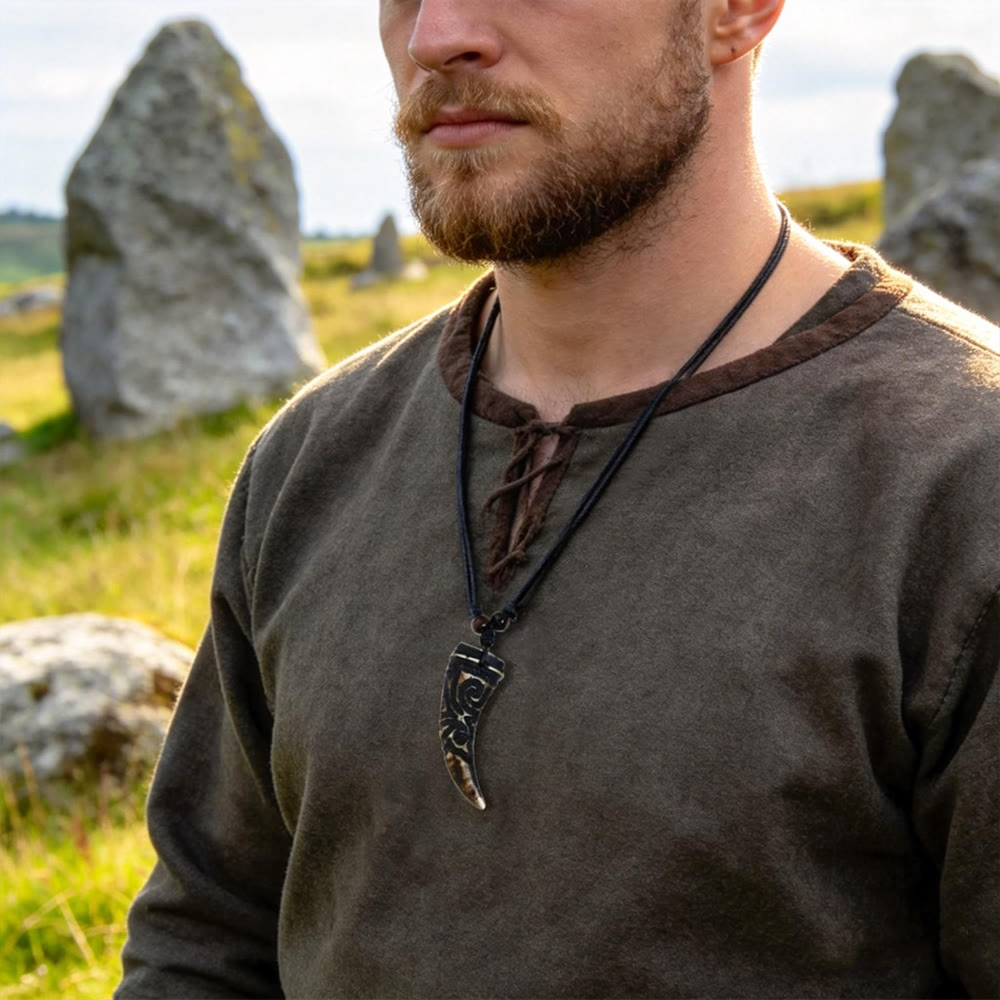 FREE Today: Wax Rope Resin Wolf Tooth Men's Necklace - image 1