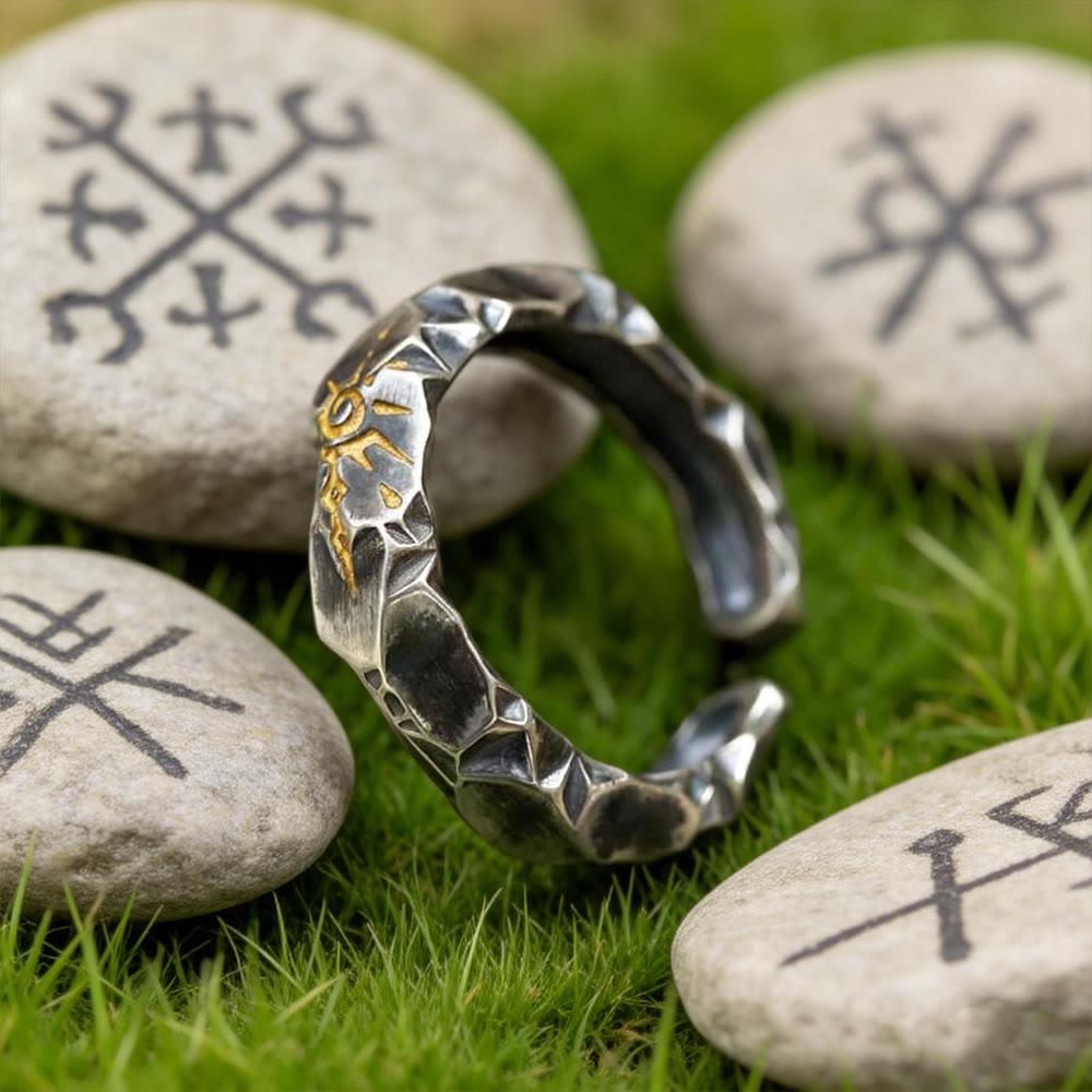 FREE Today: Wish Emblem Hammered Open Ring / Necklace / Earrings - Matte Retro Silver - Ring - image 1