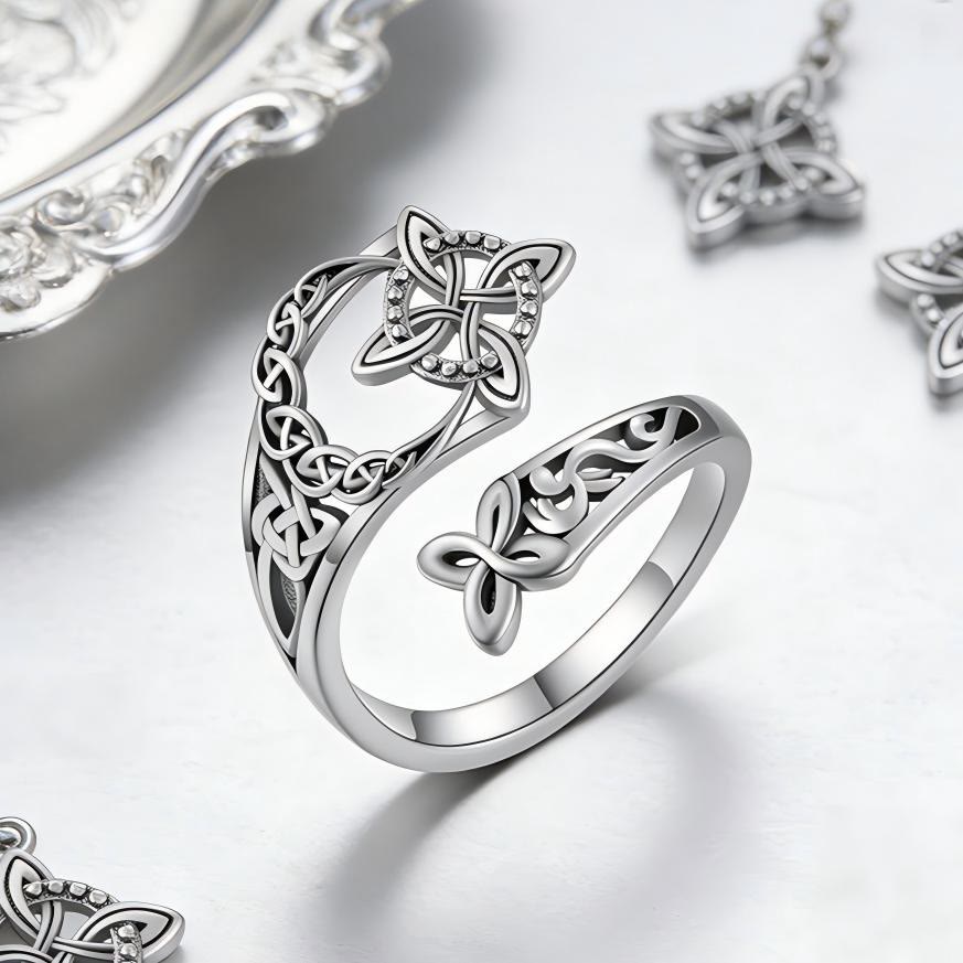 FREE Today: Celtic Knot Triquetra Crescent Ring - Adjustable - image 0
