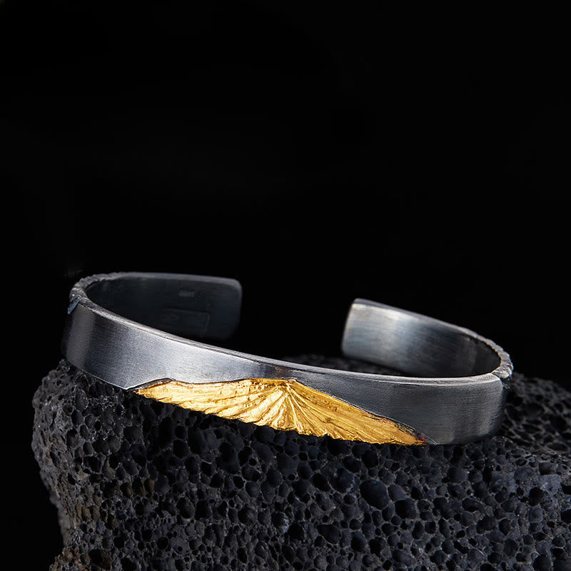 WorldNorse Handcrafted 999 Silver Gilded Ridge Antiqued Bracelet - Inner Circumference 19 cm - image 0