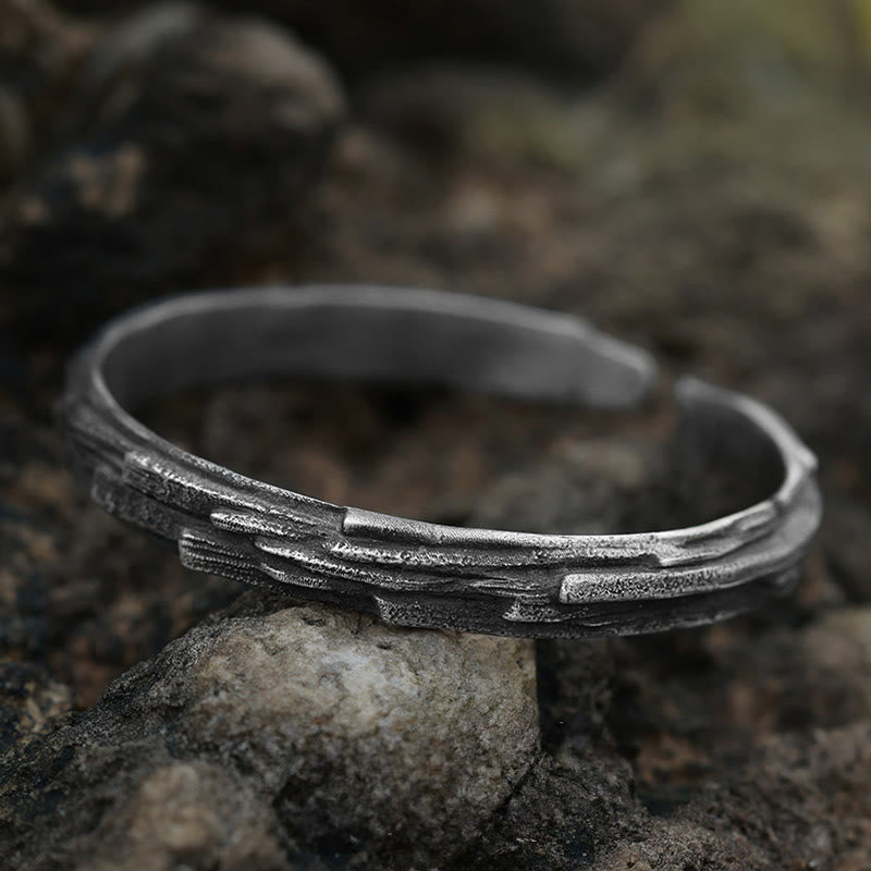 WorldNorse Handcrafted 999 Silver Viking Timber Texture Bracelet - Large - image 0