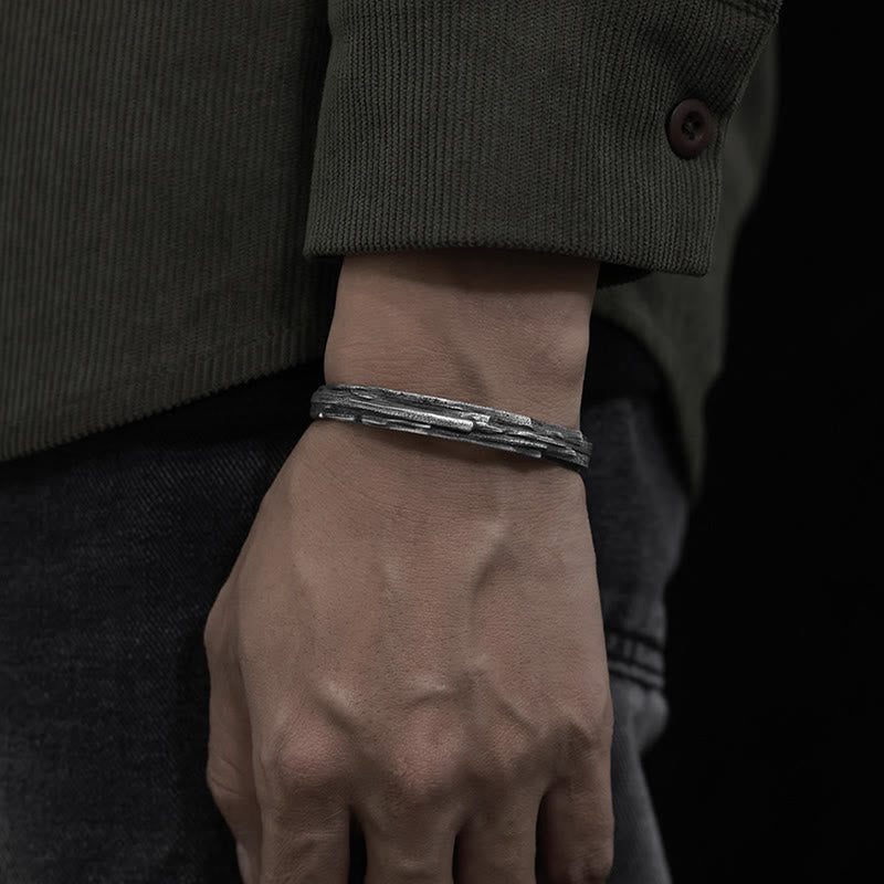 WorldNorse Handcrafted 999 Silver Viking Timber Texture Bracelet - image 1