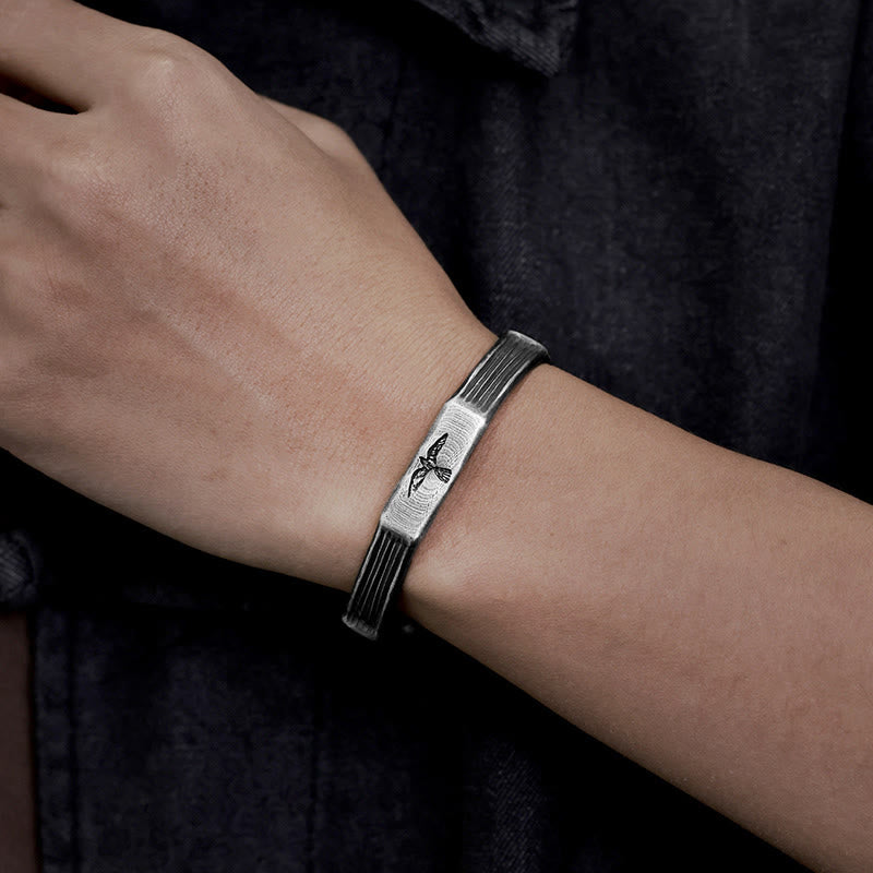 WorldNorse Handcrafted 999 Silver Viking Raven Emblem Linear Bracelet - image 1