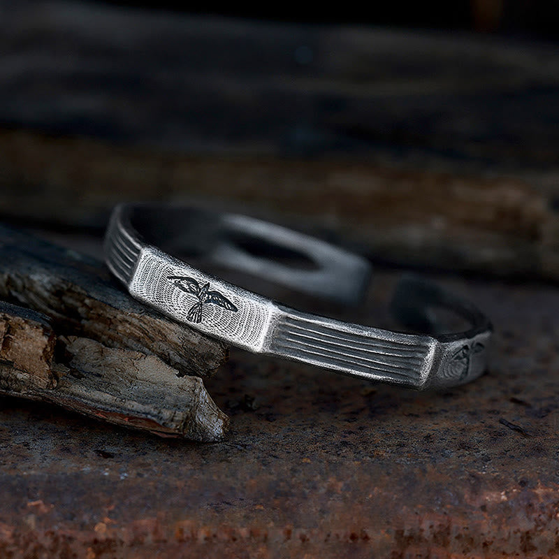 WorldNorse Handcrafted 999 Silver Viking Raven Emblem Linear Bracelet - Large - image 0