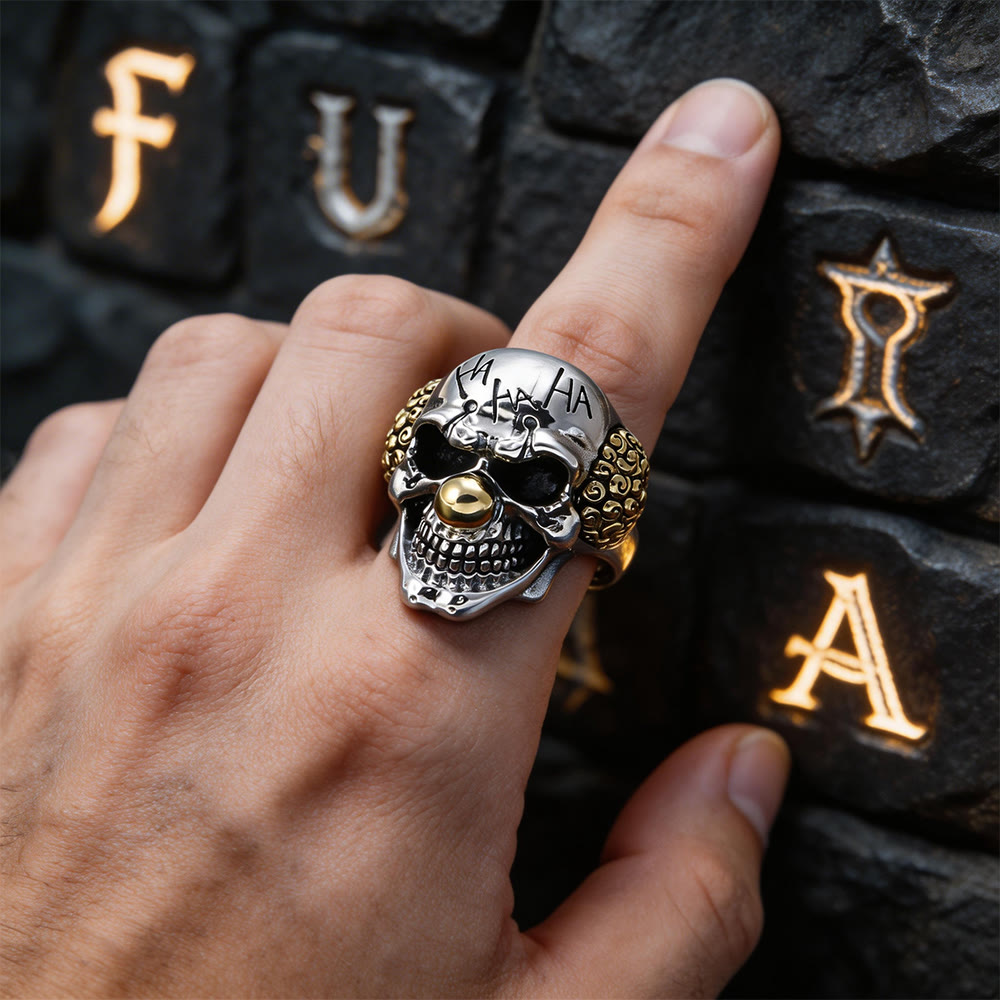 FREE Today: Gothic Joker "HAHAHA" Clown Skull Ring - image 1