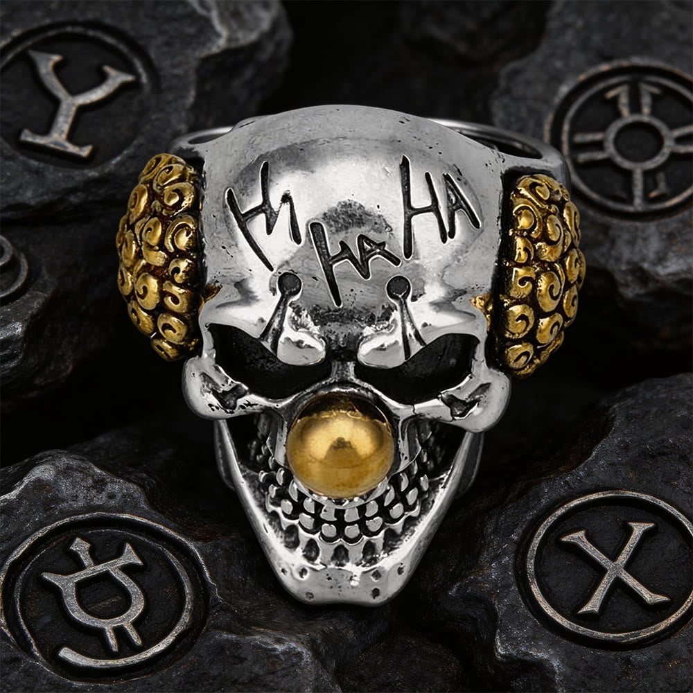 FREE Today: Gothic Joker "HAHAHA" Clown Skull Ring - US 13 - image 0