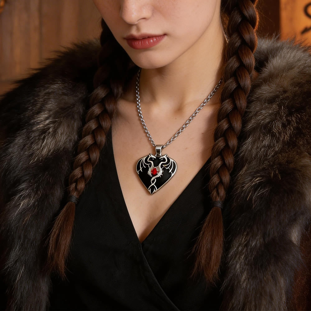 FREE Today: Nordic Winged Black Heart Dragon Pendant Necklace - image 1