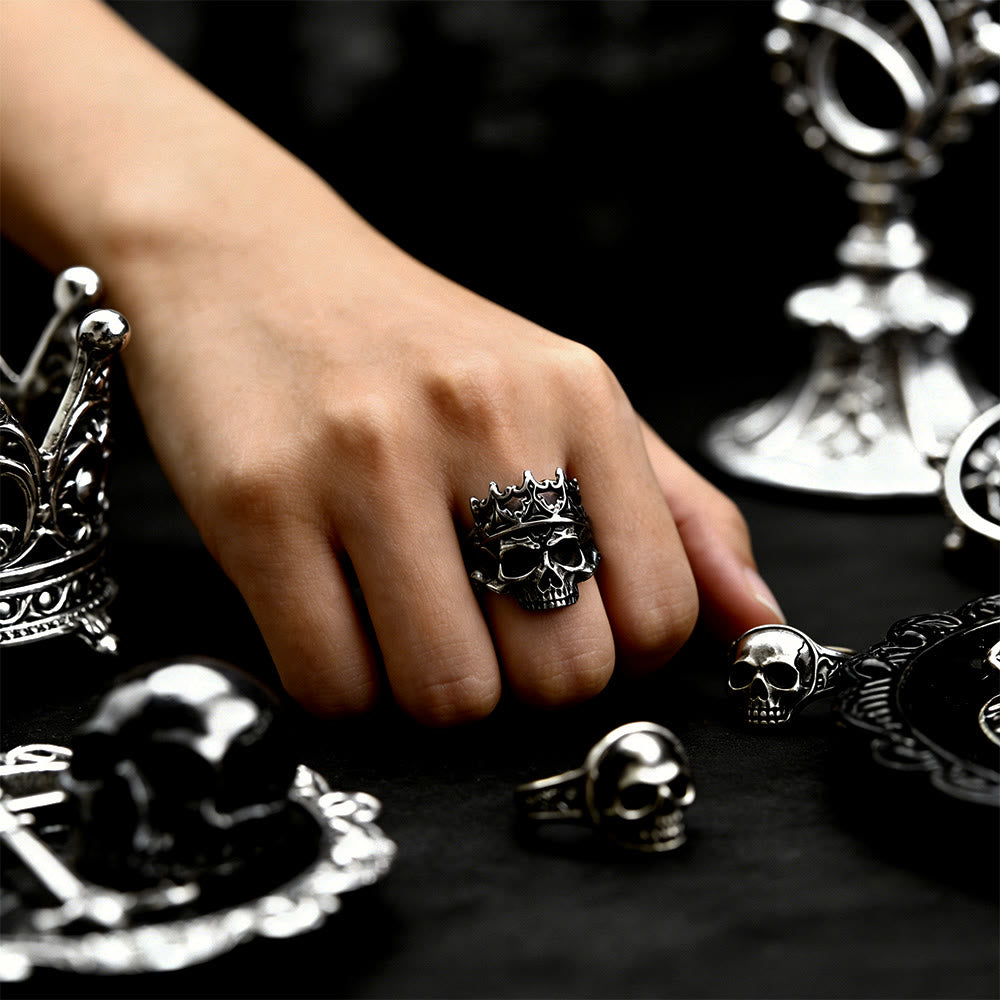 FREE Today: Antiqued Crowned Skull Warrior Ring - image 1