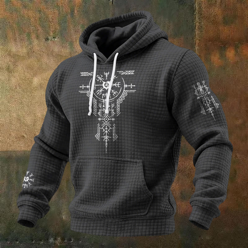 WorldNorse Norse Rune Compass Waffle Hoodie - Grey - US/UK/AU48，EU58 (4XL) - image 3