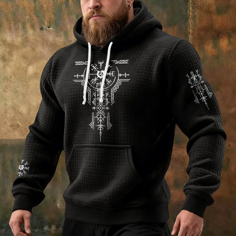 WorldNorse Norse Rune Compass Waffle Hoodie - image 1
