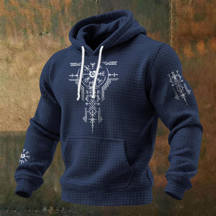 WorldNorse Norse Rune Compass Waffle Hoodie - Blue - US/UK/AU48，EU58 (4XL) - image 4