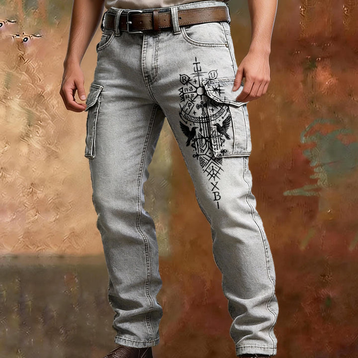 WorldNorse Norse Huginn Muninn Graphic Cargo Pants - image 3