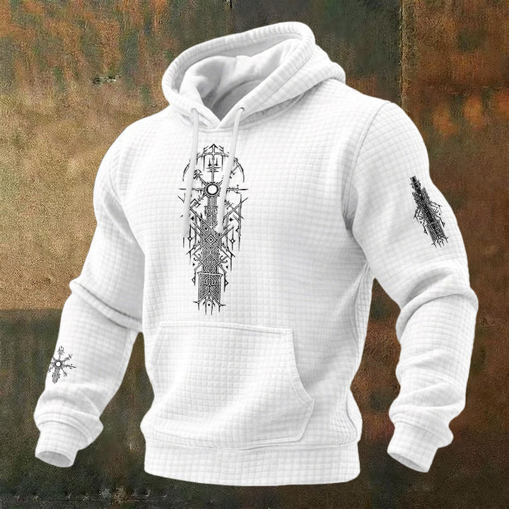WorldNorse Viking Vegvisir Geometry Waffle Hoodie - White - US/UK/AU48，EU58 (4XL) - image 2