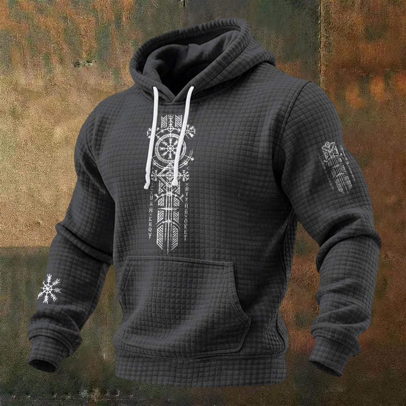 WorldNorse Viking Helm of Awe Staff Waffle Hoodie - Grey - US/UK/AU48，EU58 (4XL) - image 3