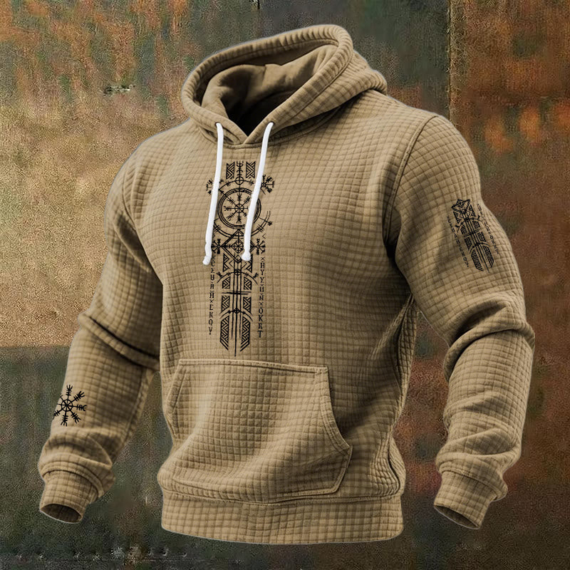 WorldNorse Viking Helm of Awe Staff Waffle Hoodie - Brown - US/UK/AU48，EU58 (4XL) - image 5