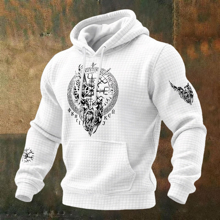 WorldNorse Norse Vegvisir Raven Rune Waffle Hoodie - White - US/UK/AU48，EU58 (4XL) - image 2