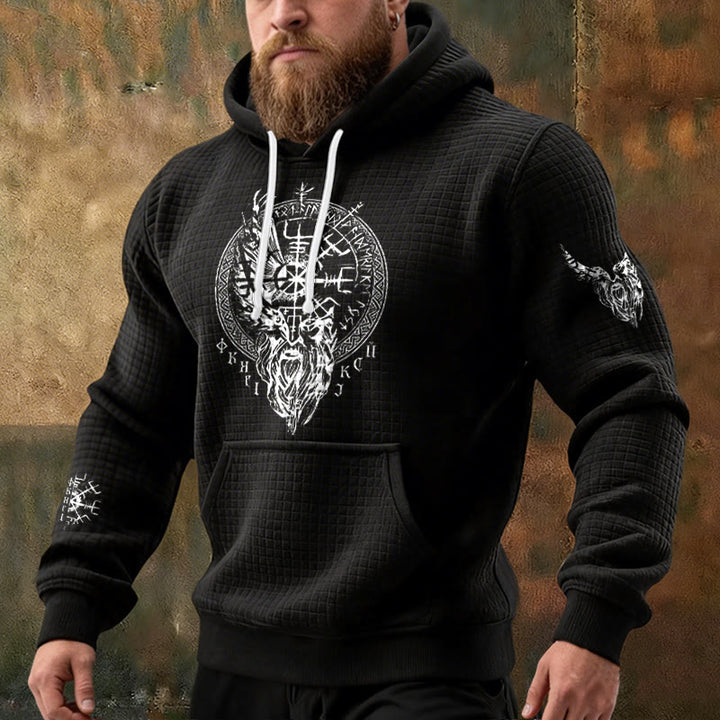 WorldNorse Norse Vegvisir Raven Rune Waffle Hoodie - image 1