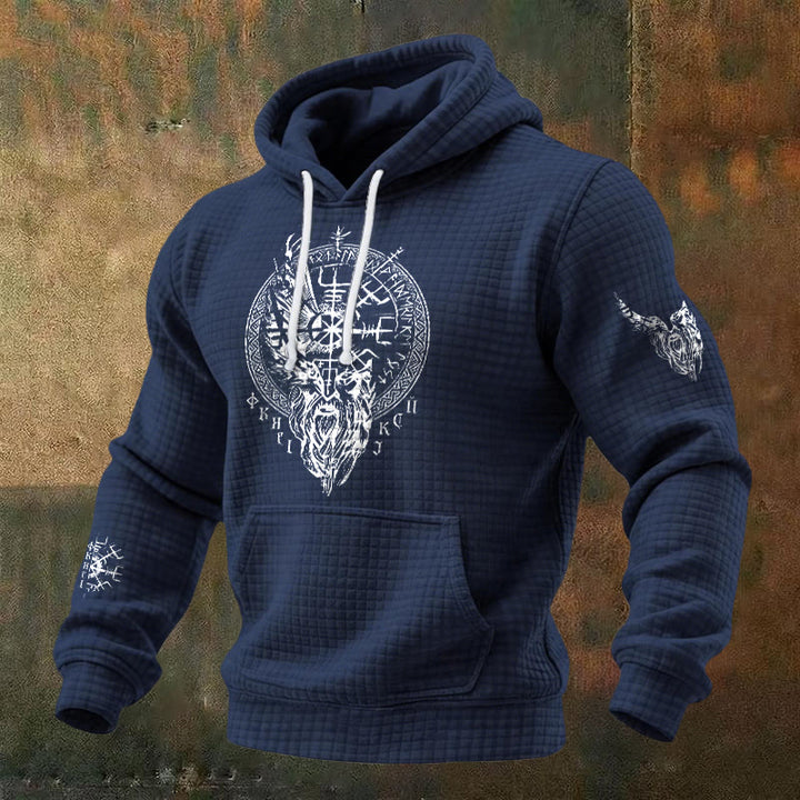WorldNorse Norse Vegvisir Raven Rune Waffle Hoodie - Blue - US/UK/AU48，EU58 (4XL) - image 4