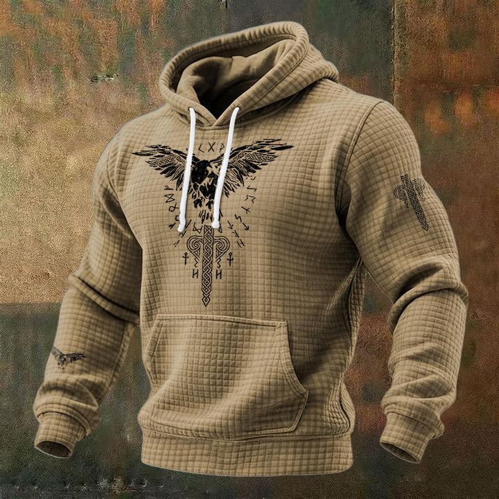 WorldNorse Norse Raven Totem Rune Waffle Hoodie - Brown - US/UK/AU48，EU58 (4XL) - image 5