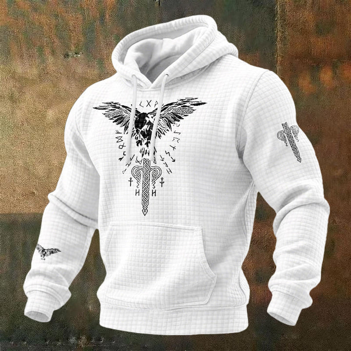 WorldNorse Norse Raven Totem Rune Waffle Hoodie - White - US/UK/AU48，EU58 (4XL) - image 2