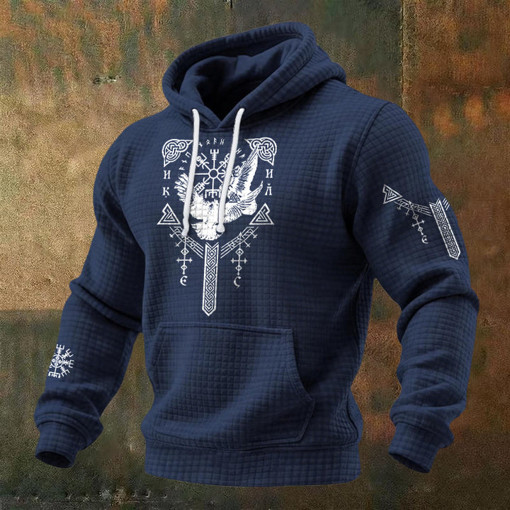 WorldNorse Viking Raven Celtic Knot Waffle Hoodie - Blue - US/UK/AU48，EU58 (4XL) - image 4