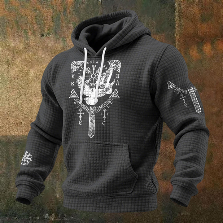 WorldNorse Viking Raven Celtic Knot Waffle Hoodie - Grey - US/UK/AU48，EU58 (4XL) - image 3