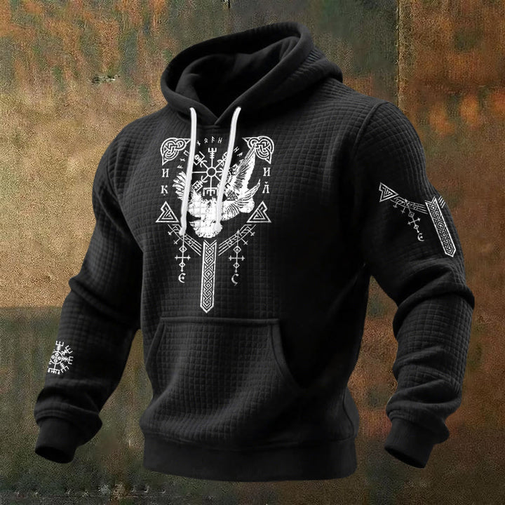 WorldNorse Viking Raven Celtic Knot Waffle Hoodie - Black - US/UK/AU48，EU58 (4XL) - image 0