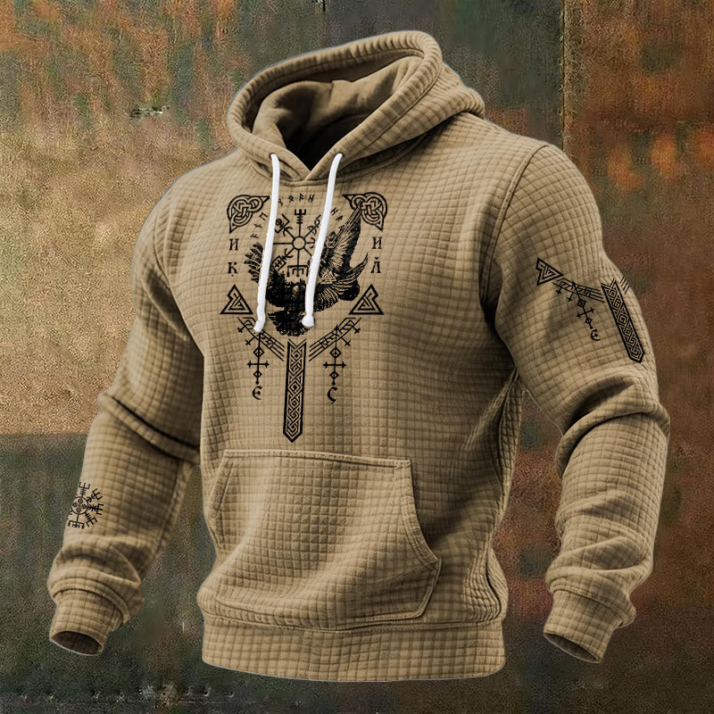 WorldNorse Viking Raven Celtic Knot Waffle Hoodie - Brown - US/UK/AU48，EU58 (4XL) - image 5