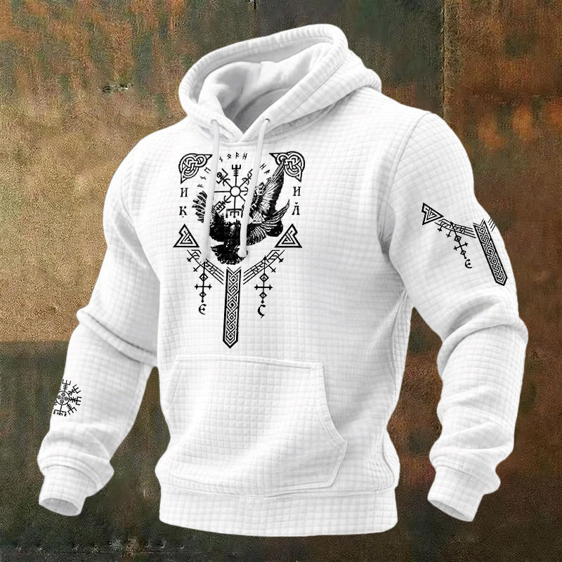 WorldNorse Viking Raven Celtic Knot Waffle Hoodie - White - US/UK/AU48，EU58 (4XL) - image 2