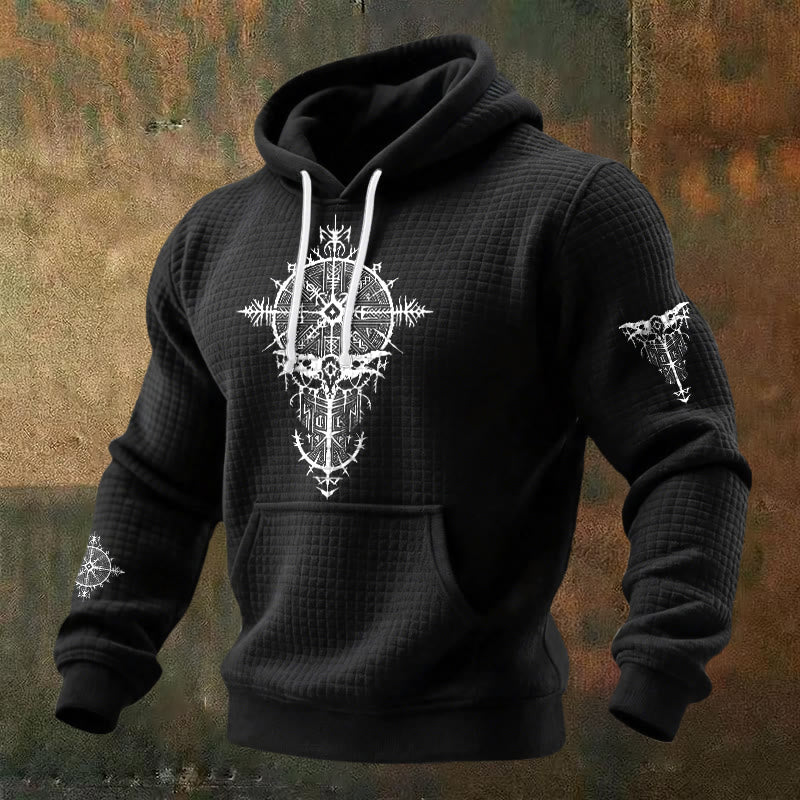 WorldNorse Norse Rune Geometric Waffle Hoodie - Black - US/UK/AU48，EU58 (4XL) - image 0