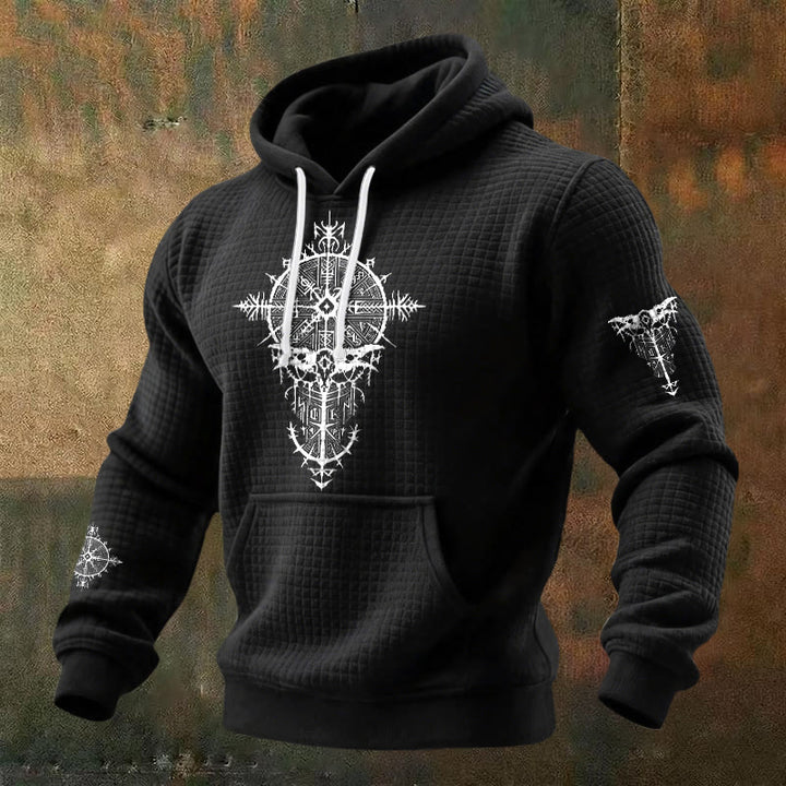 WorldNorse Norse Rune Geometric Waffle Hoodie - Black - US/UK/AU48，EU58 (4XL) - image 0
