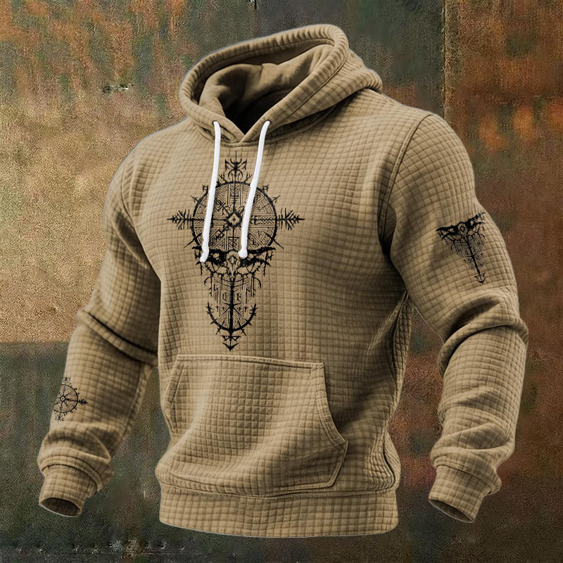 WorldNorse Norse Rune Geometric Waffle Hoodie - Brown - US/UK/AU48，EU58 (4XL) - image 5