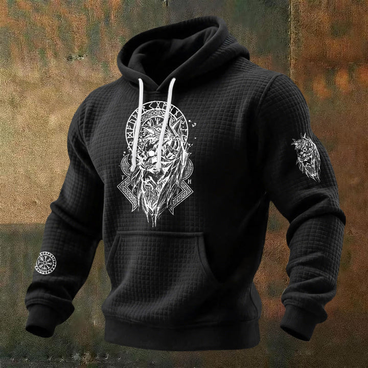 WorldNorse Norse Fenrir Totem Waffle Hoodie - Black - US/UK/AU48，EU58 (4XL) - image 0