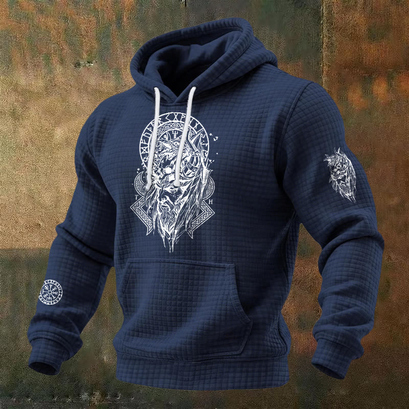 WorldNorse Norse Fenrir Totem Waffle Hoodie - Blue - US/UK/AU48，EU58 (4XL) - image 4