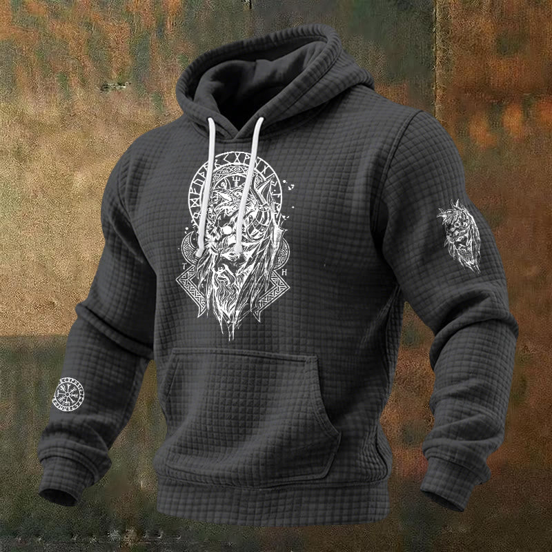 WorldNorse Norse Fenrir Totem Waffle Hoodie - Grey - US/UK/AU48，EU58 (4XL) - image 3